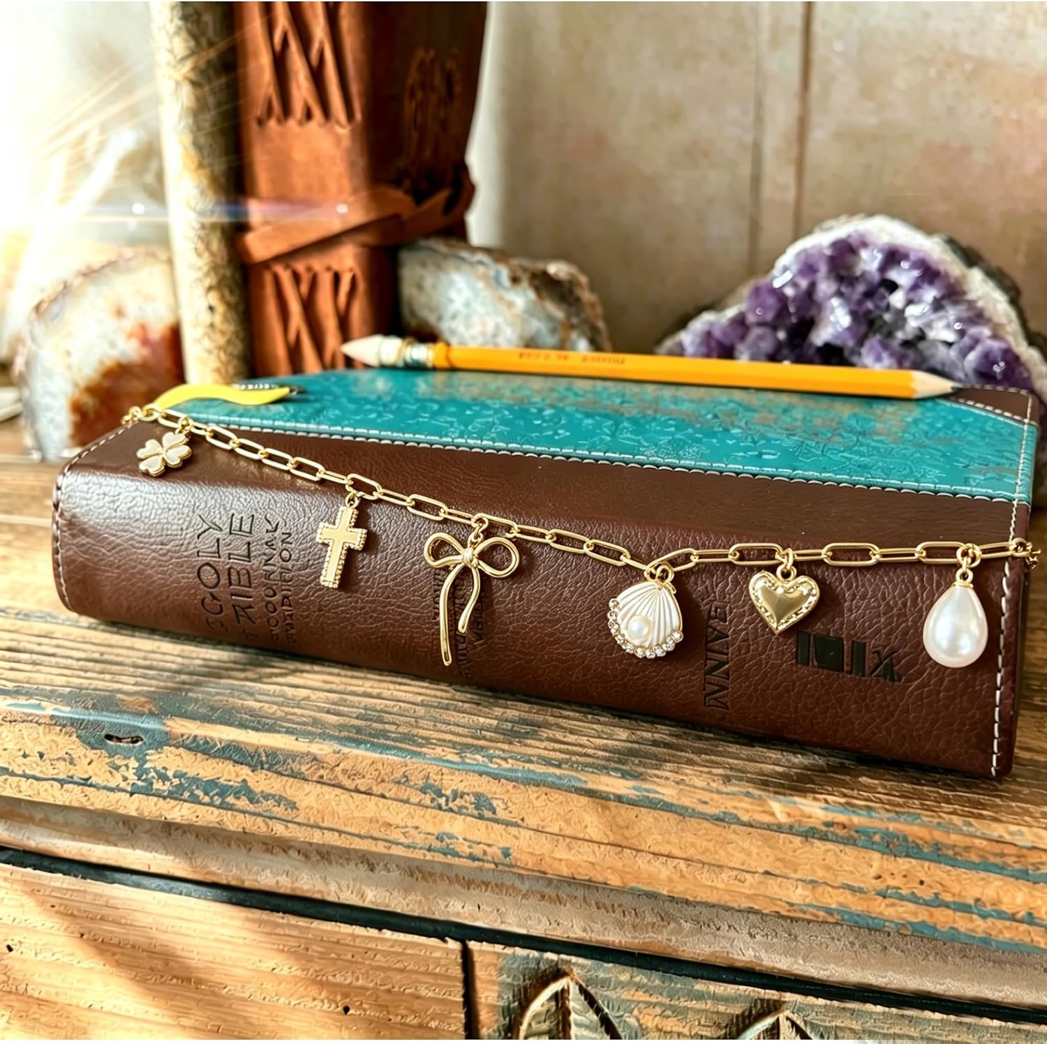 Bible Charm Chain,Scripture Bookmark Accessories for Bible Study (Style E) image 3