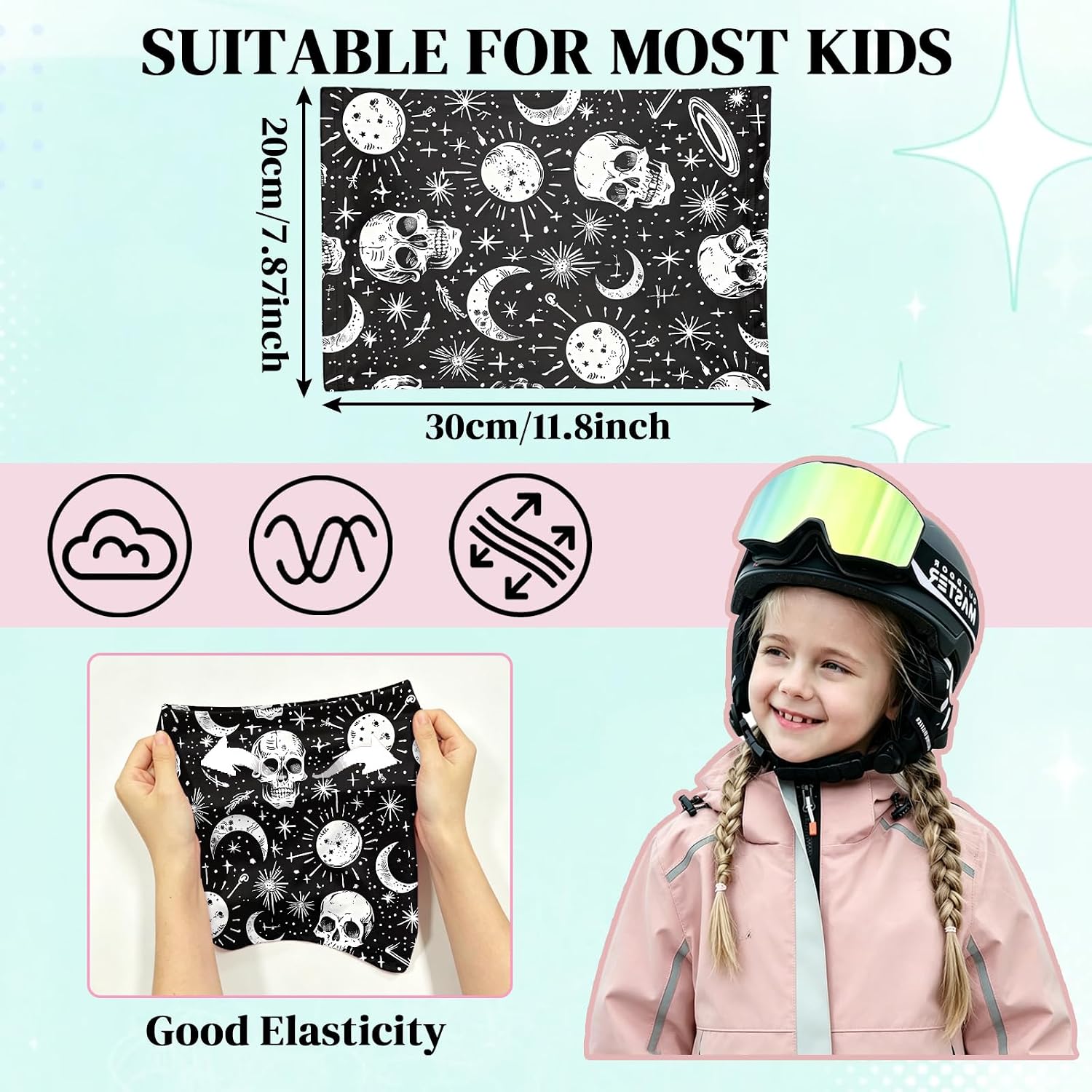 Kids Winter Neck Gaiter Warmer Fleece Windproof Face Cover Cold Weather Outdoor Scarf for Boys Girls Cute image 2