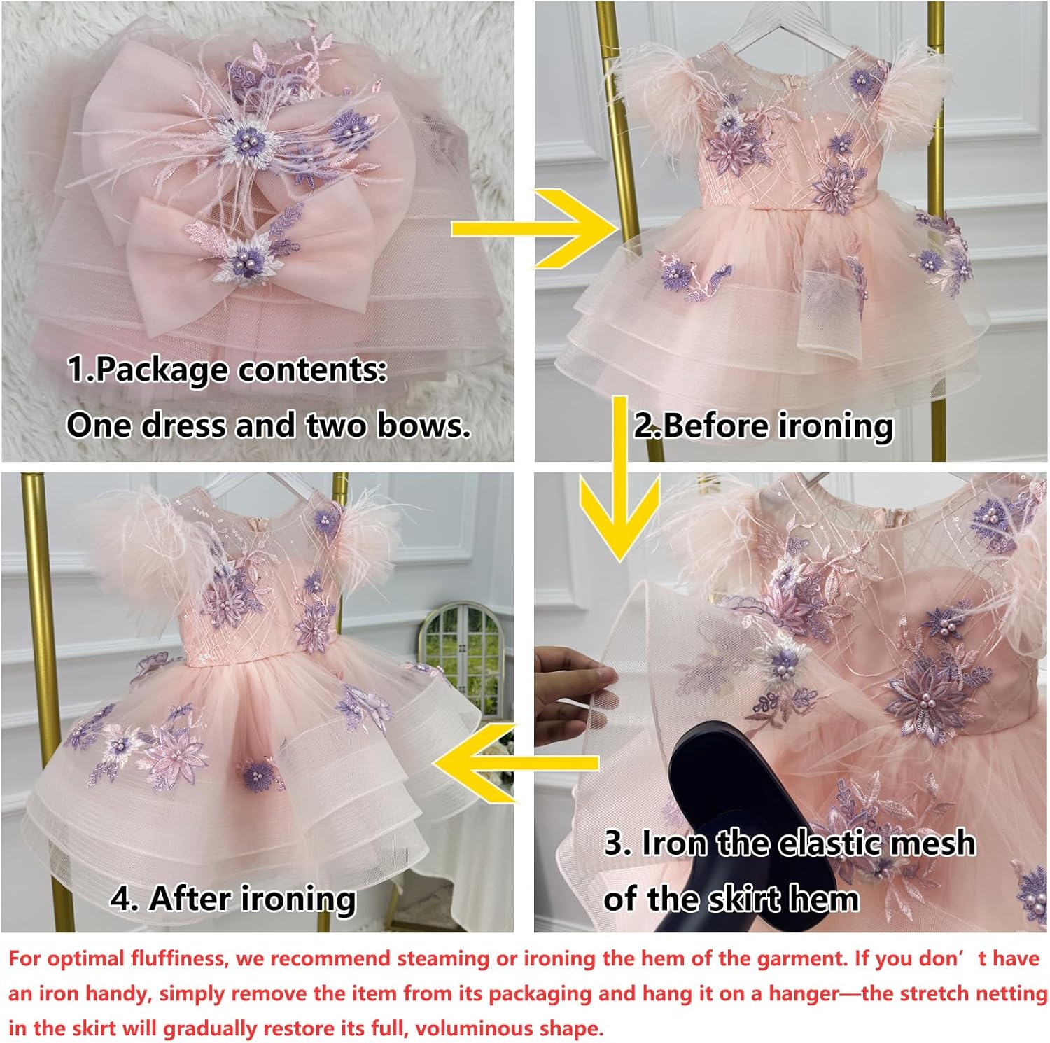Princess Baby Girls Flower Pageant Dress Toddler Girls Birthday Party Dresses for Kids 1-7 Years - Image 6