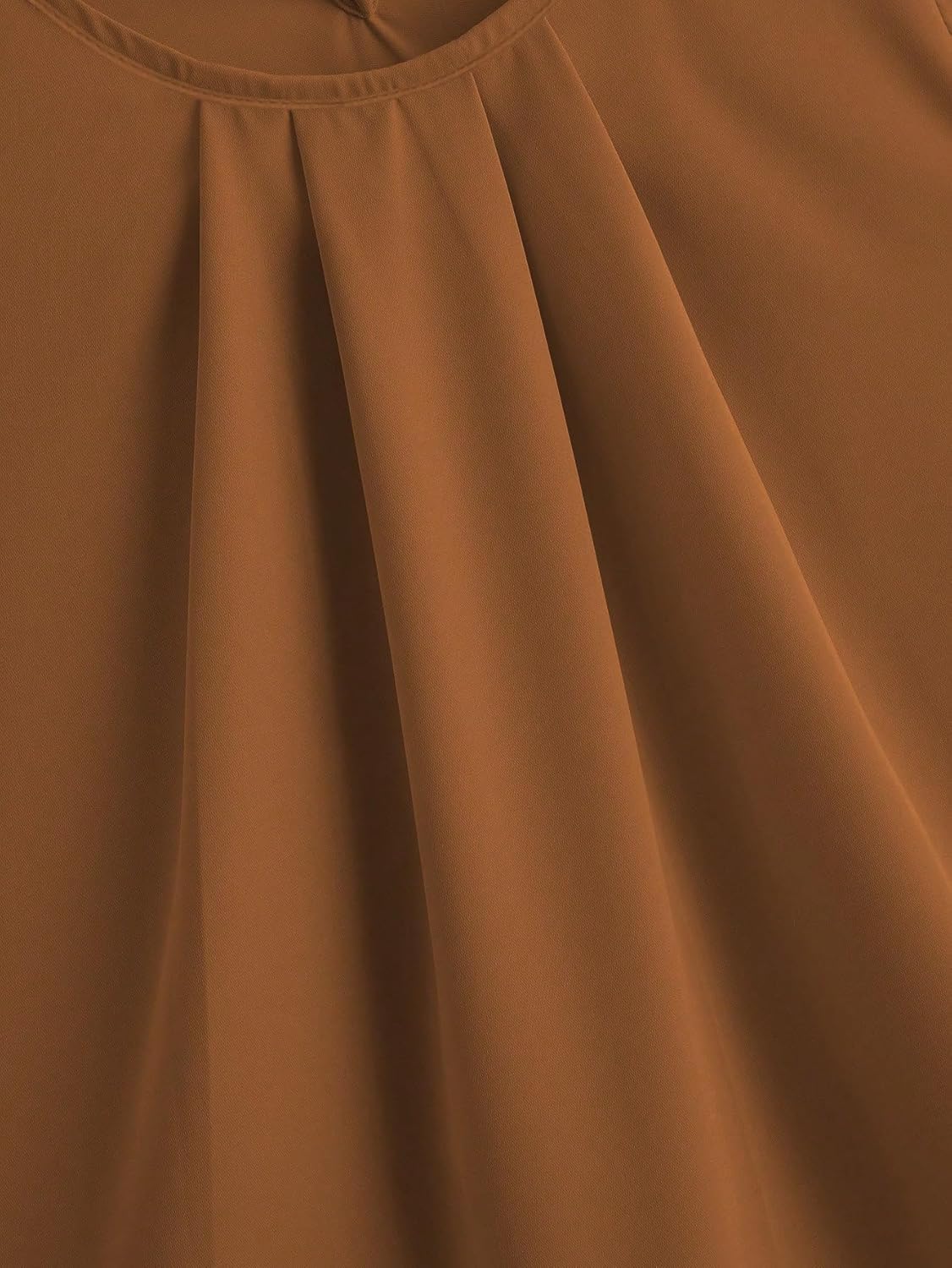 Milumia Women's Casual Round Neck Basic Pleated Top Cap Sleeve Curved Keyhole Back Blouse - Image 2