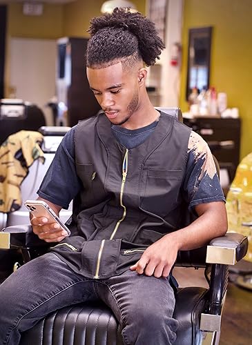 Miniatura 4 de King Midas - Chaleco de peluquero profesional para el cabello, ligero para hombre, chaleco con cremallera unidireccional