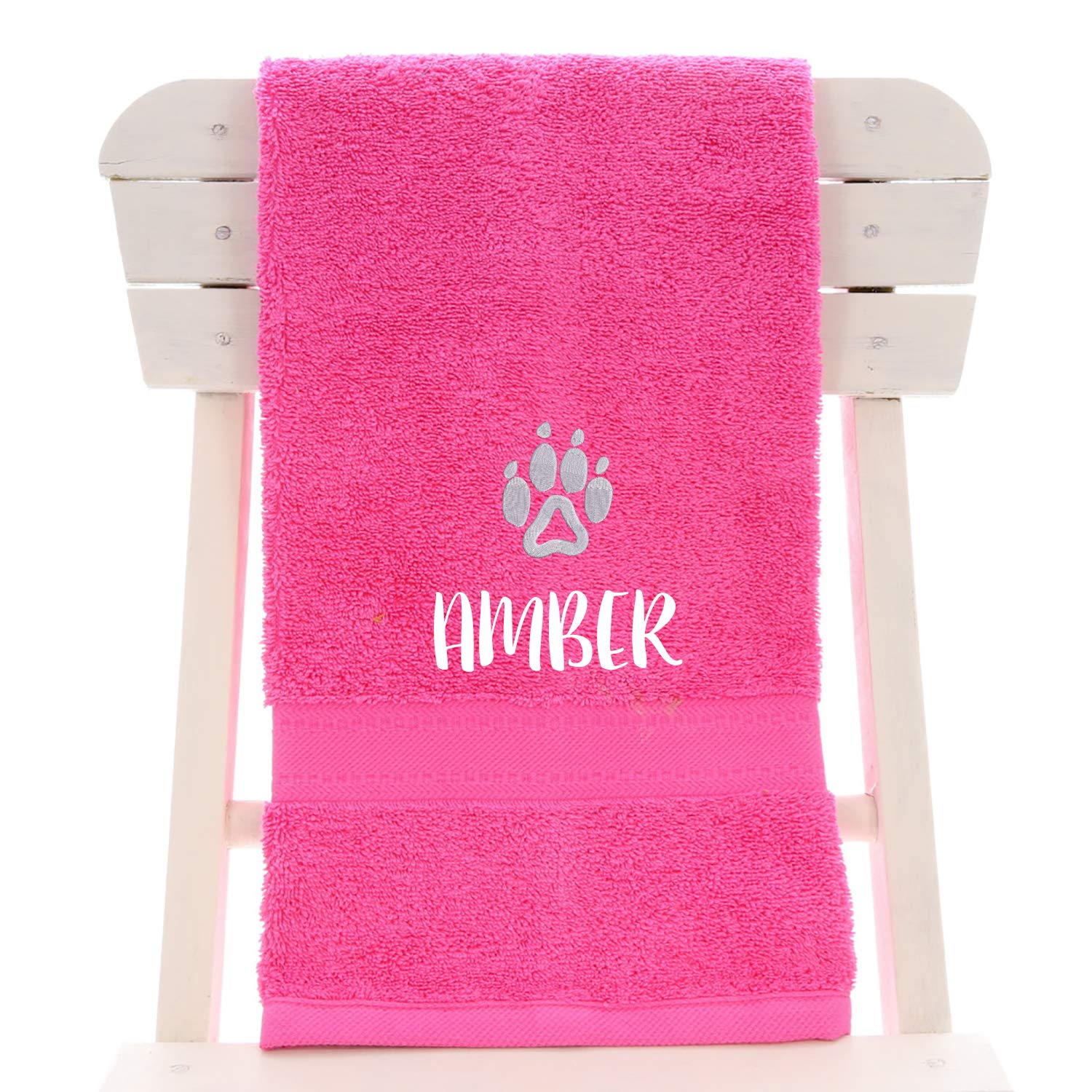 Aztex Pink Personalised Combed Cotton Dog Towel, 70Cm X 130Cm,