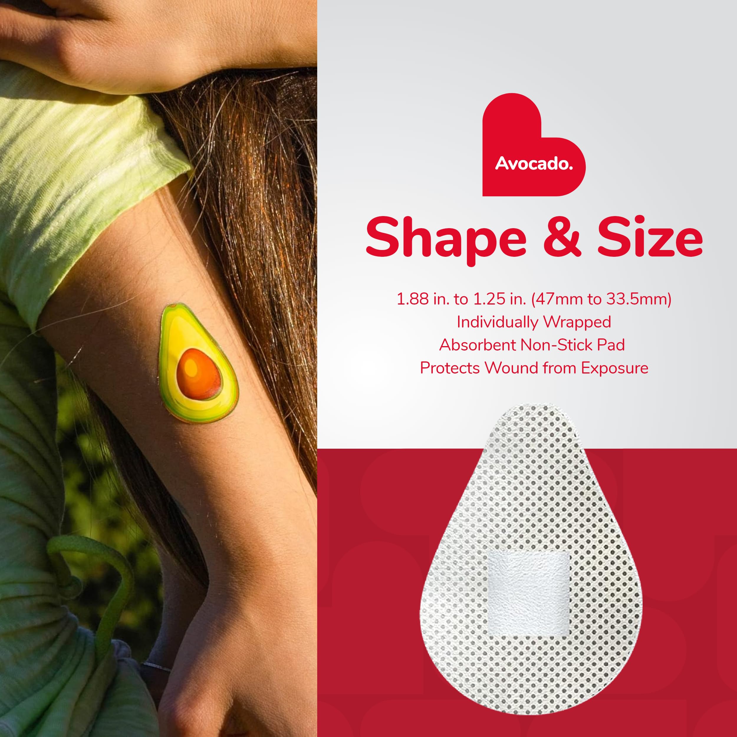 BioSwiss Bandages, Avocado Shaped Self Adhesive Bandage Set, Latex Free, Sterile Wound Care, 24 Count