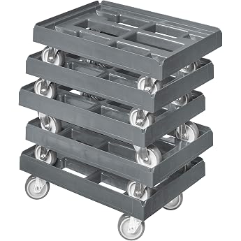 Pack of 5 Transport Wheels for Boxes 60 x 40 cm with 4 Castors in Gray