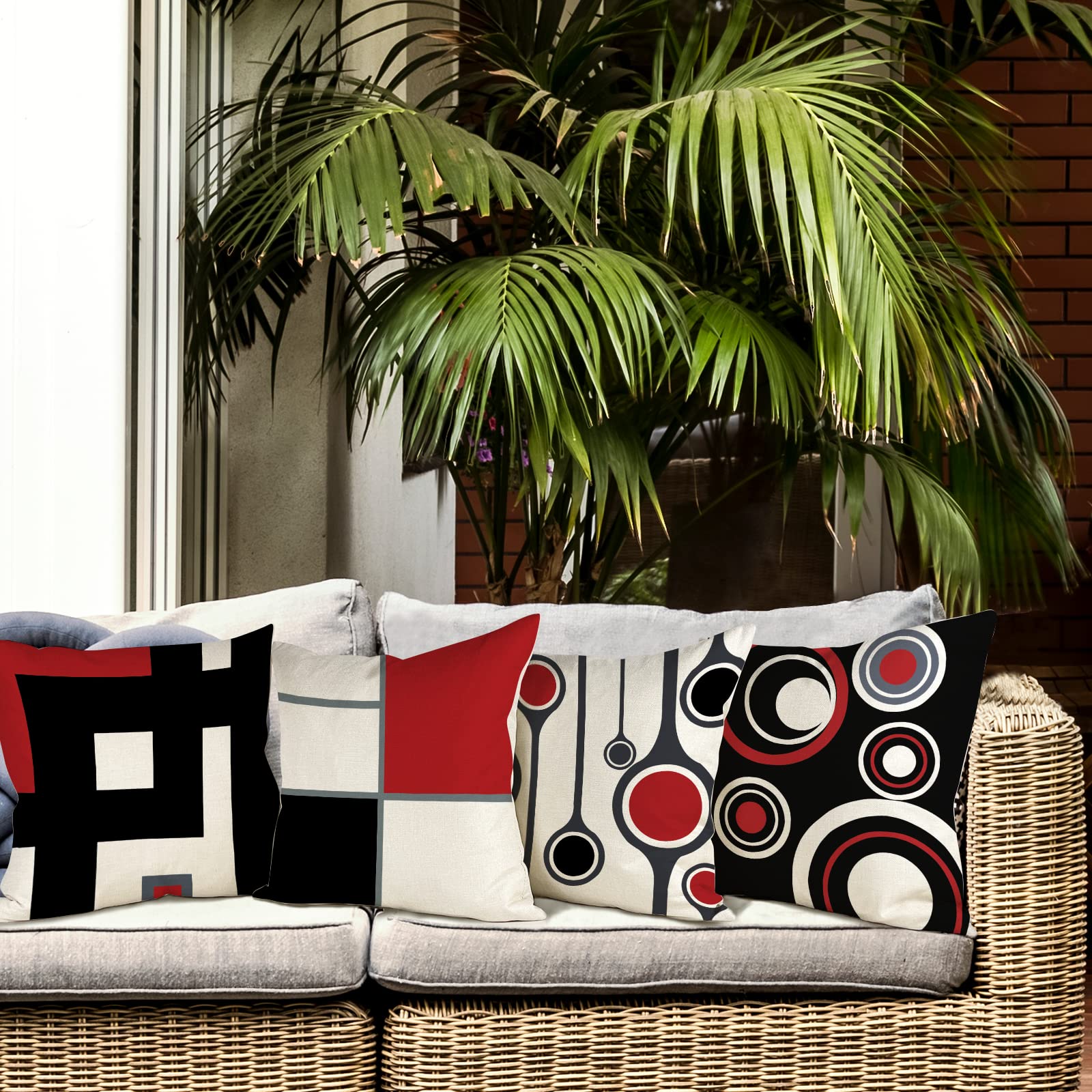 ZWJD Set di 4 Fodere per Cuscini 40x40 Copricuscini Arredo Casa Motivo Geometrico Fodere per Cuscini Decorativi in Cotone e Lino Federe per Cuscini del Divano del Divano 40x40 cm-A015