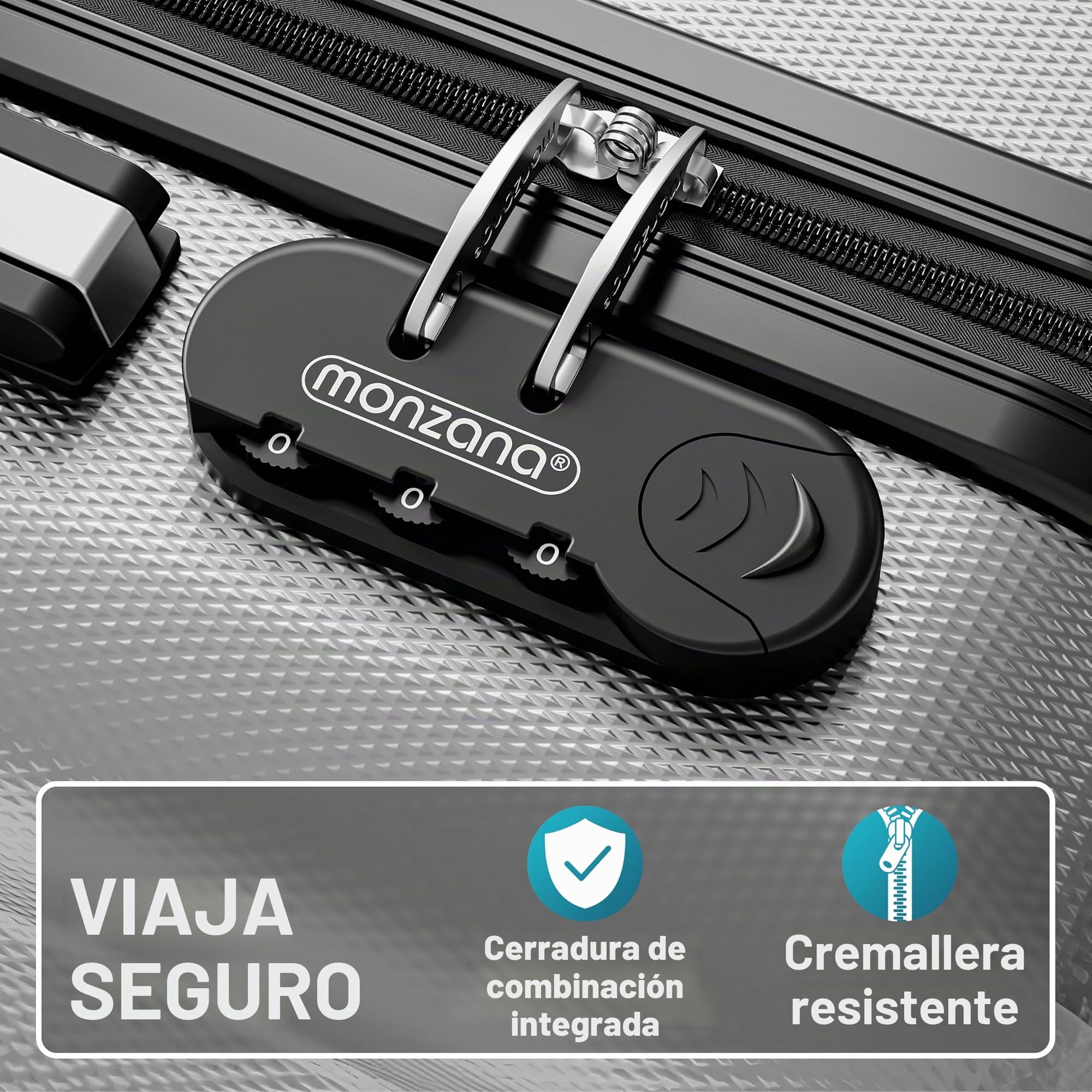MONZANA® Juego de 3 Maletas Rígidas Incl. Accesorios Trolley Viaje M-L-XL Plata