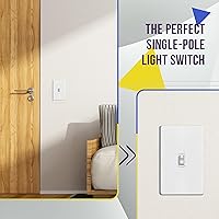 Vista 3 de ENERLITES Interruptor de luz de palanca con placa de pared sin tornillos, polo único, 15 A 120-277 V, tornillo de conexión a tierra, grado Blanco