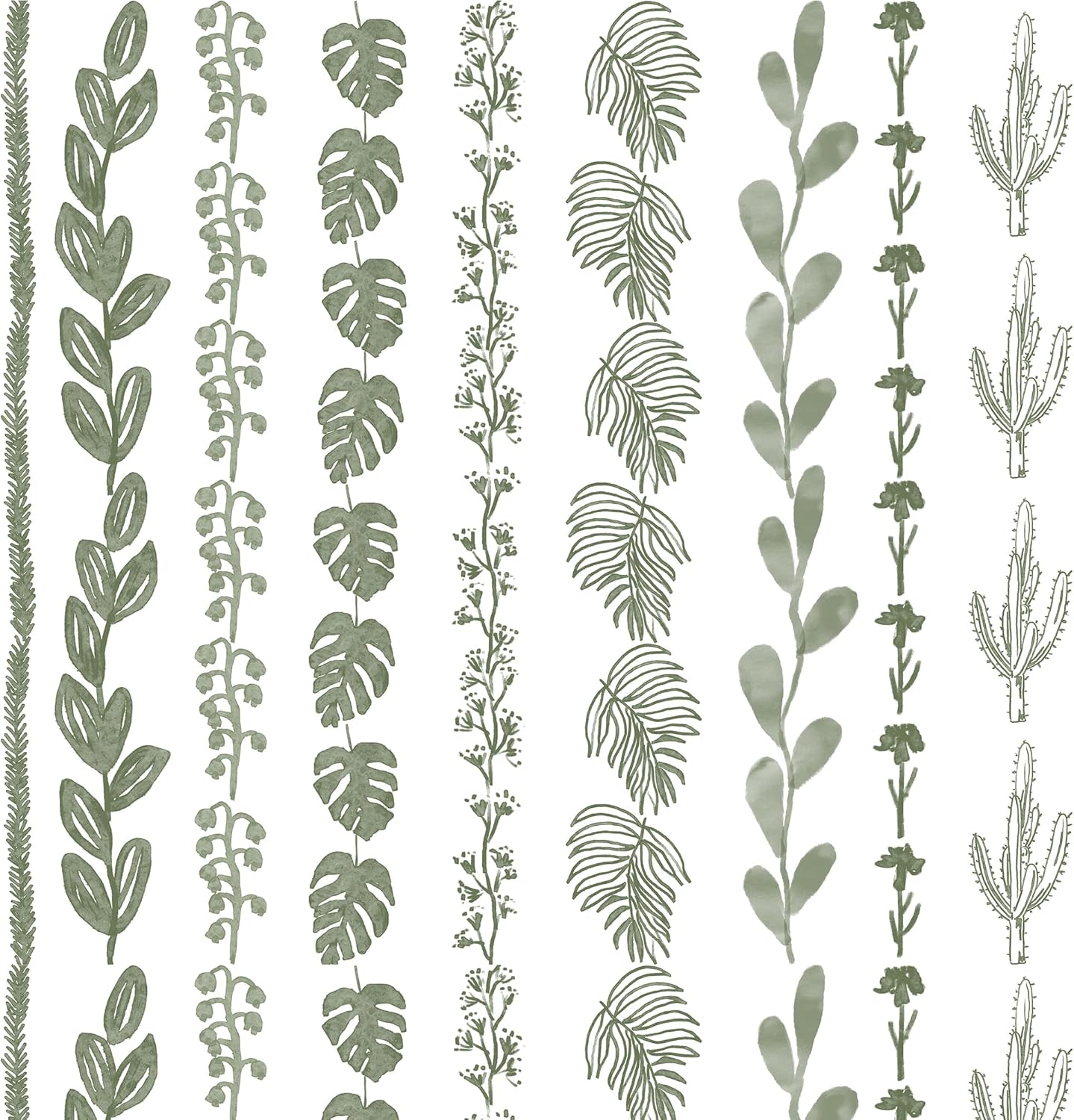 Sage Green Boho Shower Curtain,Modern White Light Green Neutral Farmhouse Waterproof Fabric Shower Curtains for Bathroom,Unique Decorative Tropical Spa Botanical Nature Plant Floral Eucalyptus Decor