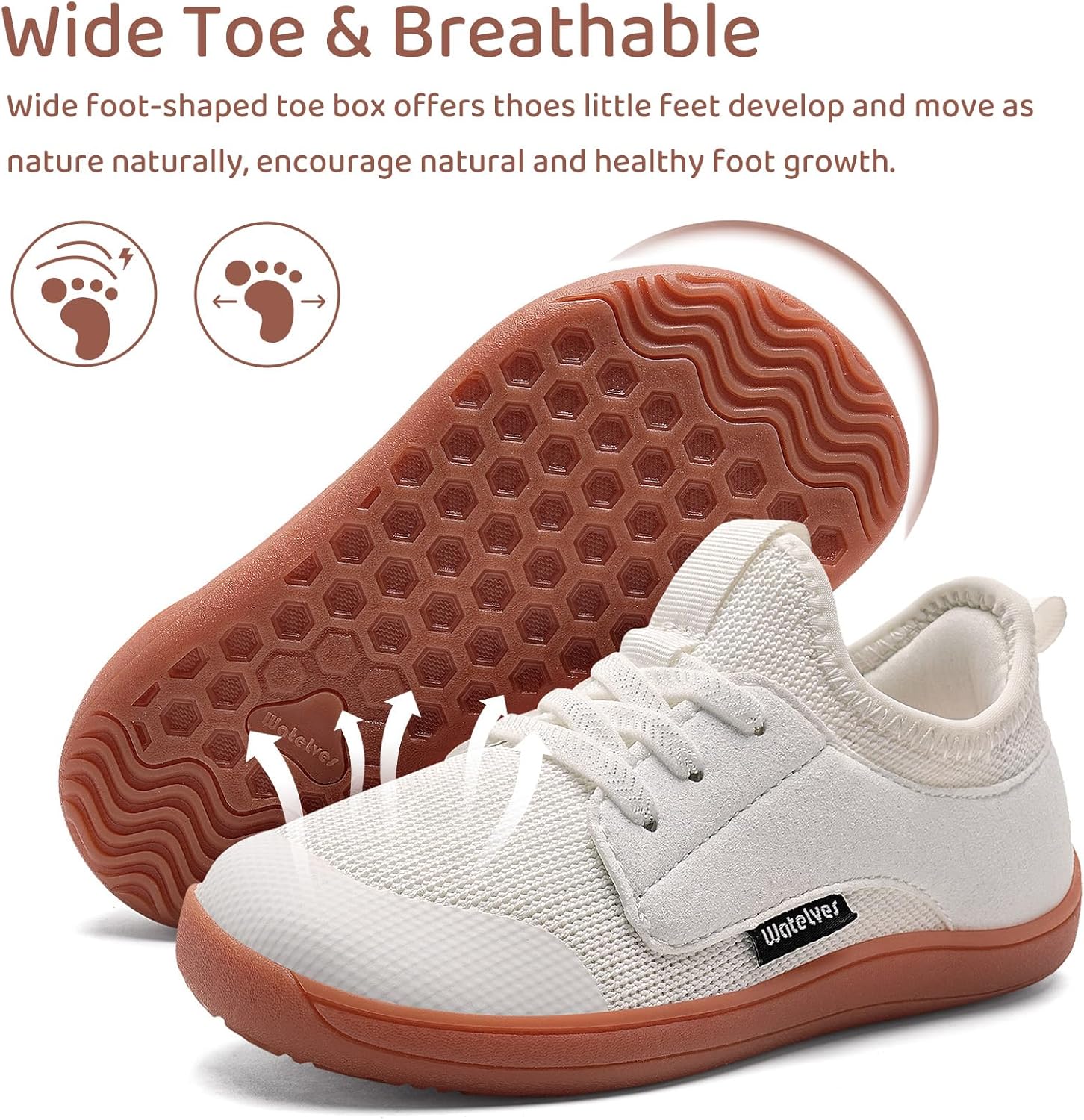 WateLves Toddler Little/Big Kid Wide Barefoot Shoes Boys Girls Minimalist Sneakers Splay Naturally Lightweight Breathable Running Tennis Shoes - Image 3