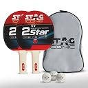 STAG ICONIC 2 Star Table Tennis Playset with White Balls | 2 Ping Pong Rackets & 3 ABS Balls with Cover | Beginner TT Bat Set for Practice & Recreation | Lightweight, Durable & Ergonomic Design gallery image
