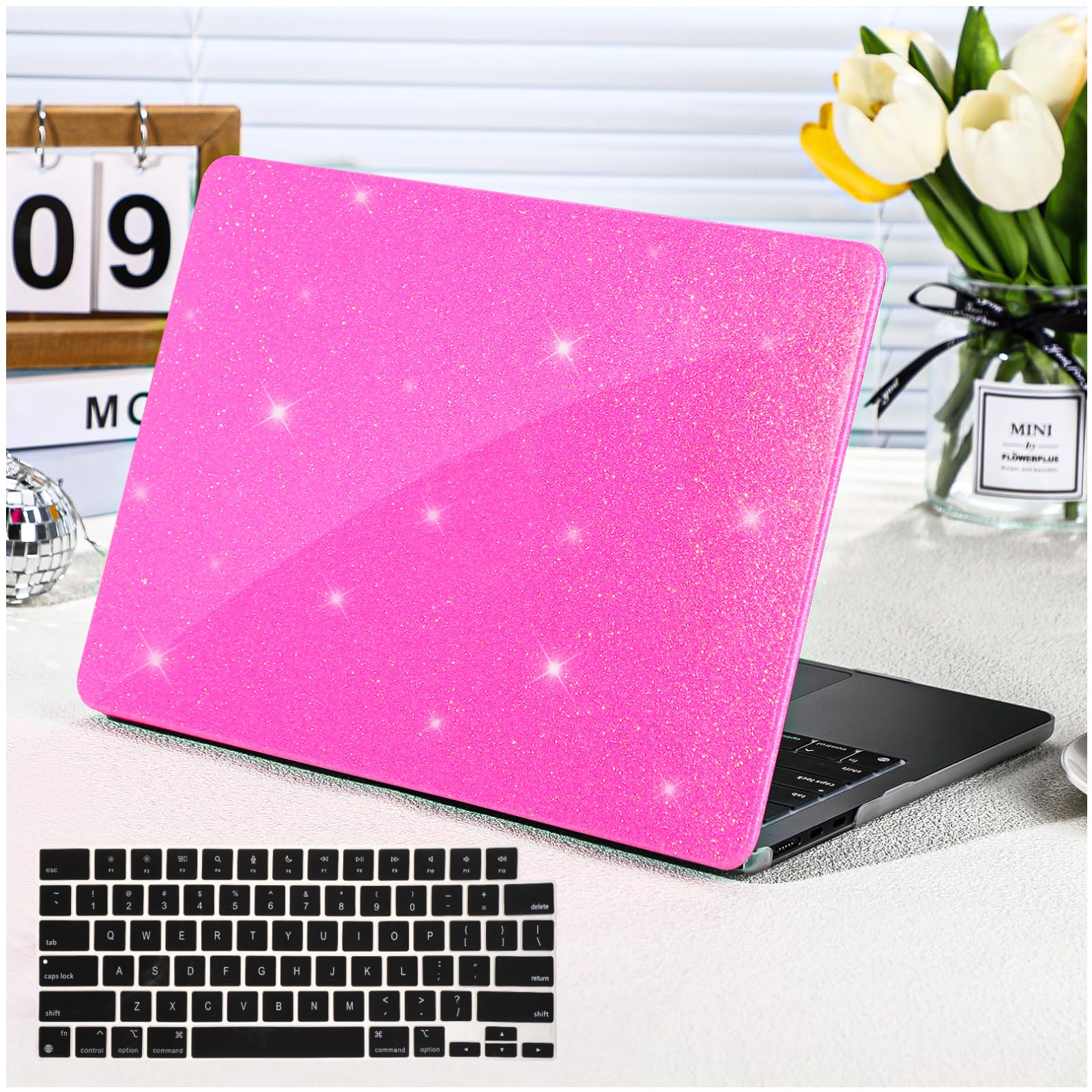 Funut for MacBook Pro 13 inch Case 2024 2022 2021-2016 Release M2 A2338 M1 A2251 A2289 A2159 A1989 A1706 with Touch Bar & Touch ID, Glitter Bling