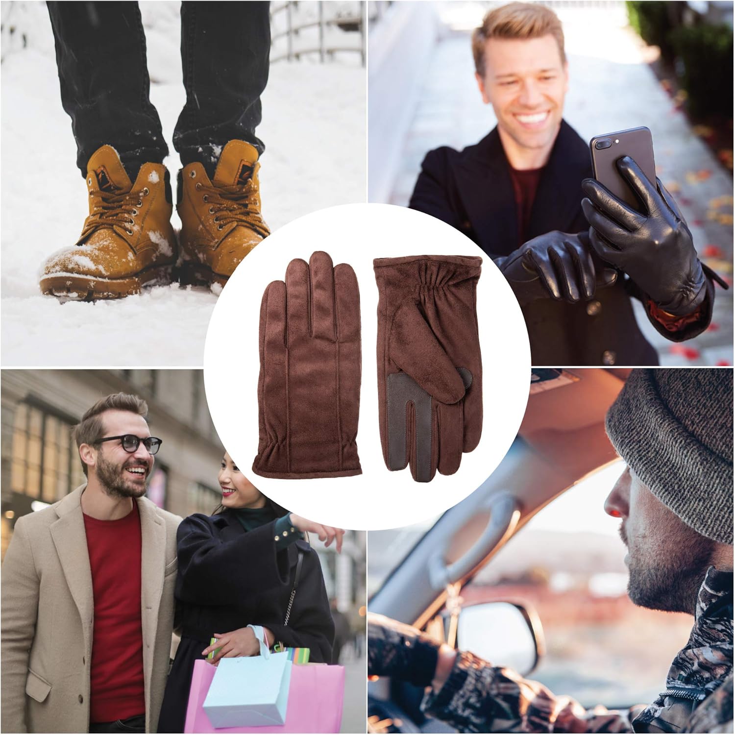 isotoner mens Water Repellent Dual Lined Microfiber Touchscreen Gloves - Image 5