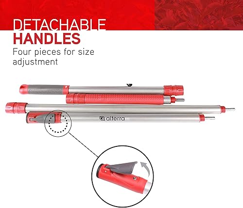 Miniatura 5 de Recogedor Mango de Aluminio Desmontable Cabeza Ajustable para Recolectar Manzanas, Naranjas y Otras Frutas, Negro, Rojo