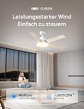 DREO Smart Ceiling Fan with Lights, 52 Inch (132 cm), 12 Speeds 3 Modes, Stepless Color Tones, Dimmable LED Light, 12H Timer, Quiet DC Motor, Remote/APP/Alexa Control, Electric Fan for Bedroom, White - 2
