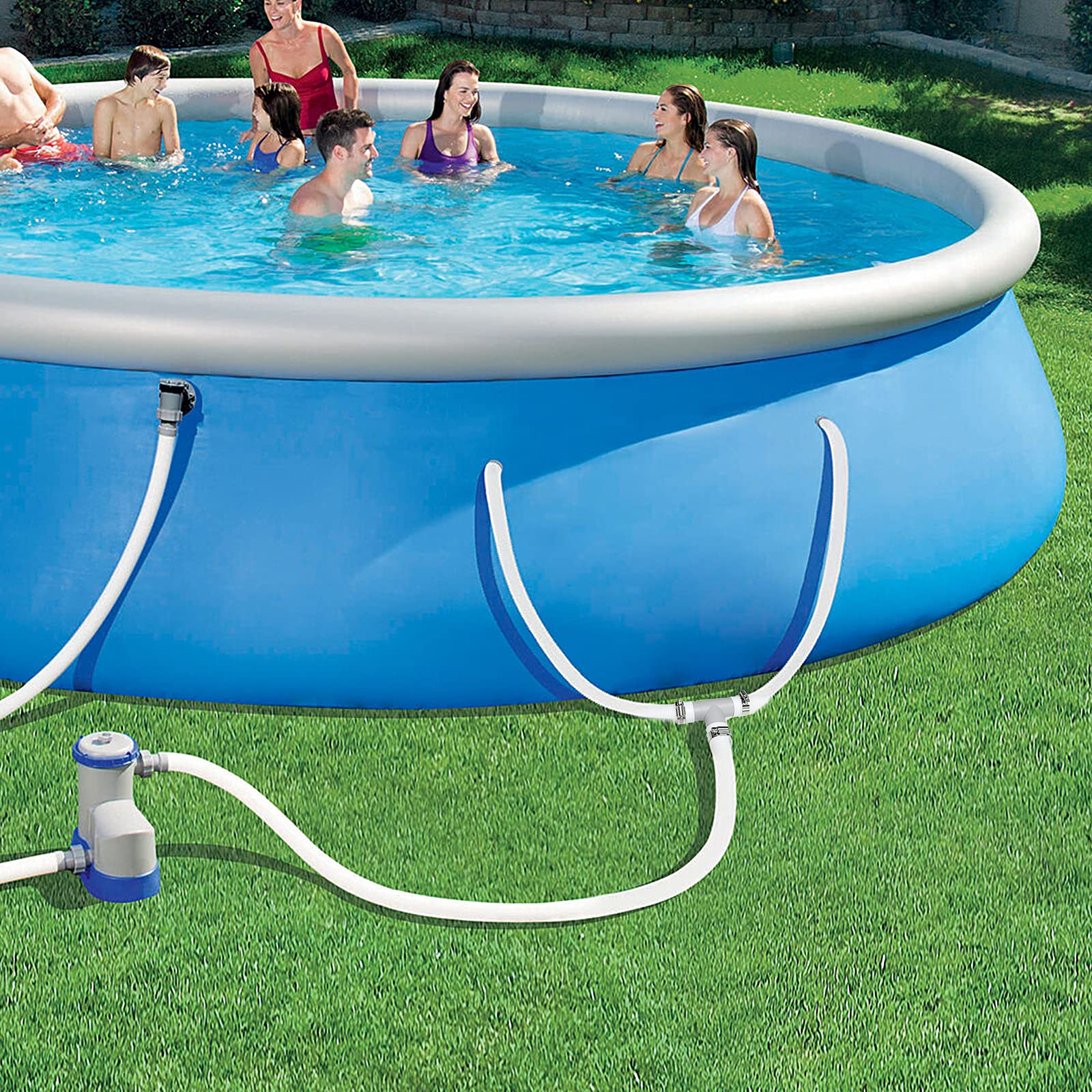 Adaptador de manguera de repuesto para bomba de piscina de 3,25 cm de diámetro, junta en T, gris (3 interfaces)
