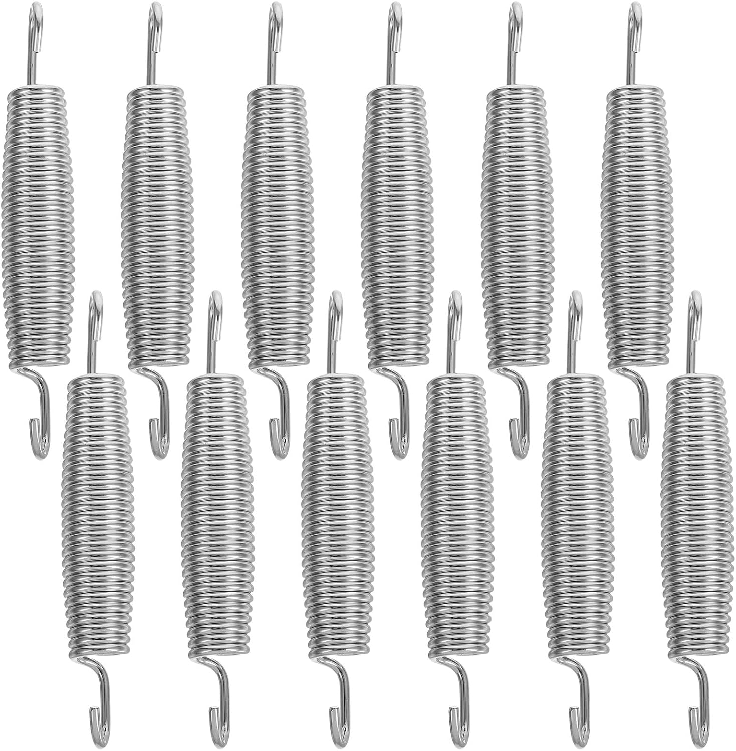 Milisten 12pcs Heavy Duty Dual Hook Trampoline Springs Replacement, 5.5-inch Stainless Steel Coil Extension Springs for Outdoor Trampoline Parts Maintenance