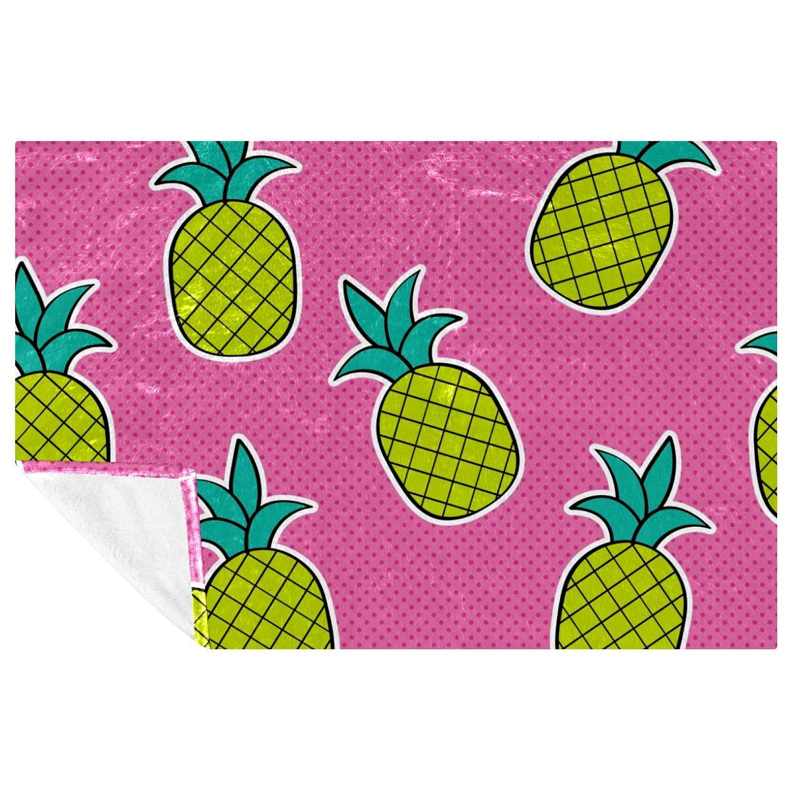 Couverture douce et chaude motif ananas lit et canapé 150x100 cm
