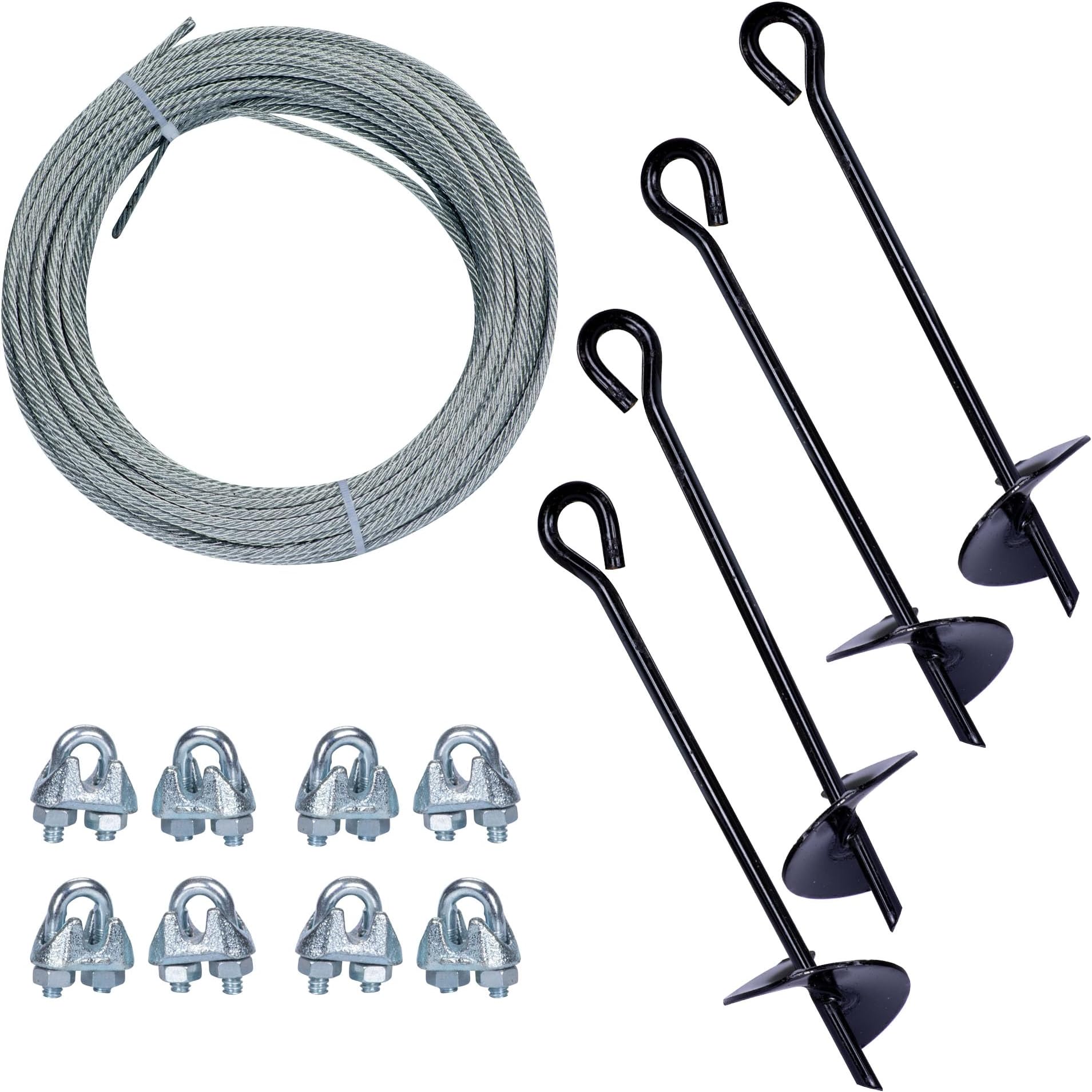 Tie Down 59070 Galvanized Cable (Includes 4 Anchors, 8 Clamps, 50 Feet Galvanized Cable) , Black