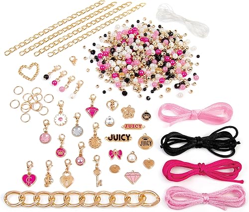 Miniatura 3 de Make It Real Juicy Couture Pulseras Glitz 'N Glam Charm Kit de bricolaje de 494 piezas, diseño y crea 18 pulseras de cordón y cinta, joyería de