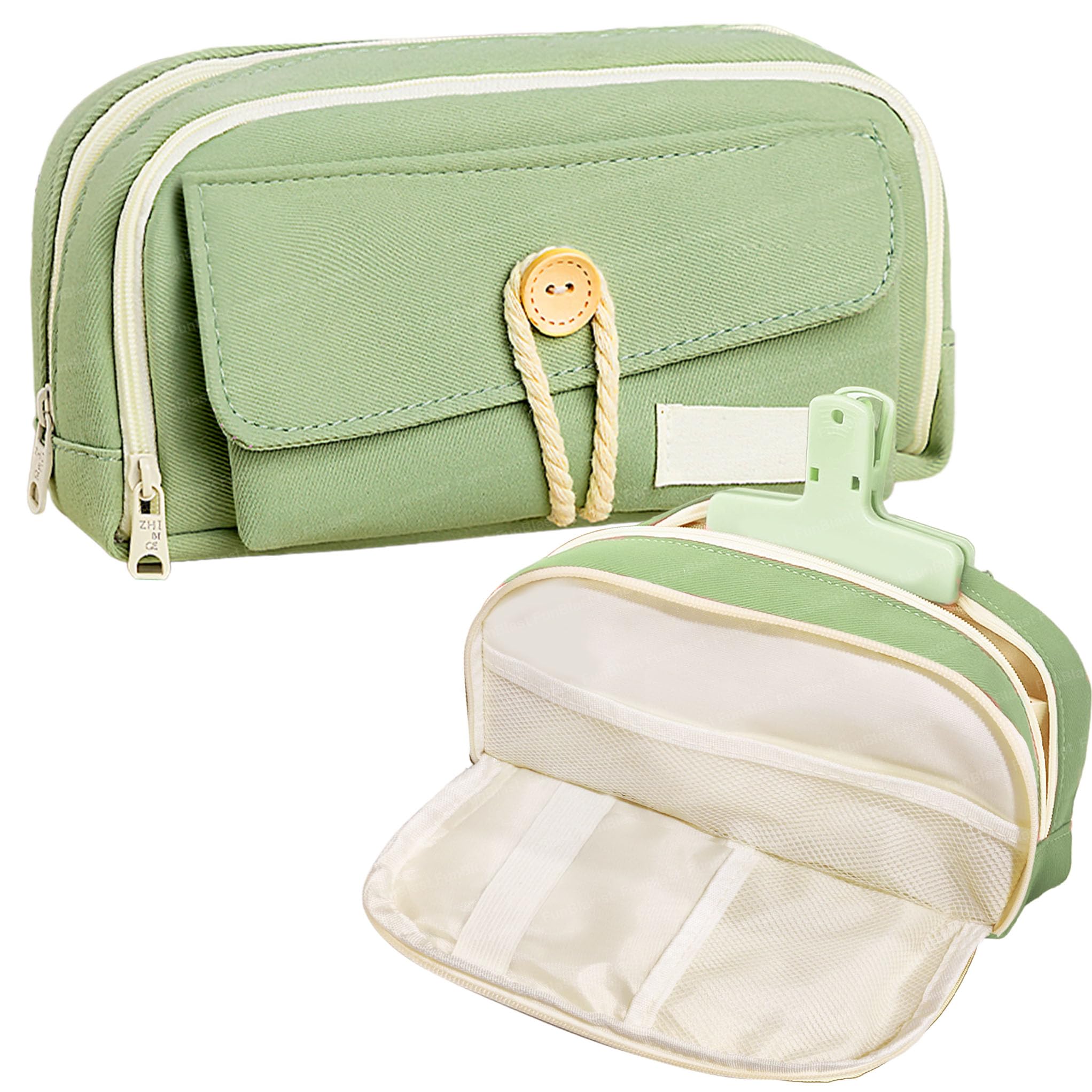 FunBlast Pencil Pouch, Pencil case for Girls, Large Capacity Stationary Organizer Case, Aesthetic Pencil Case Organizer, Multipurpose Zipper Pouch for Kids & Adults (Green) (B0DFCQJXKN) Amazon Price History, Amazon Price Tracker