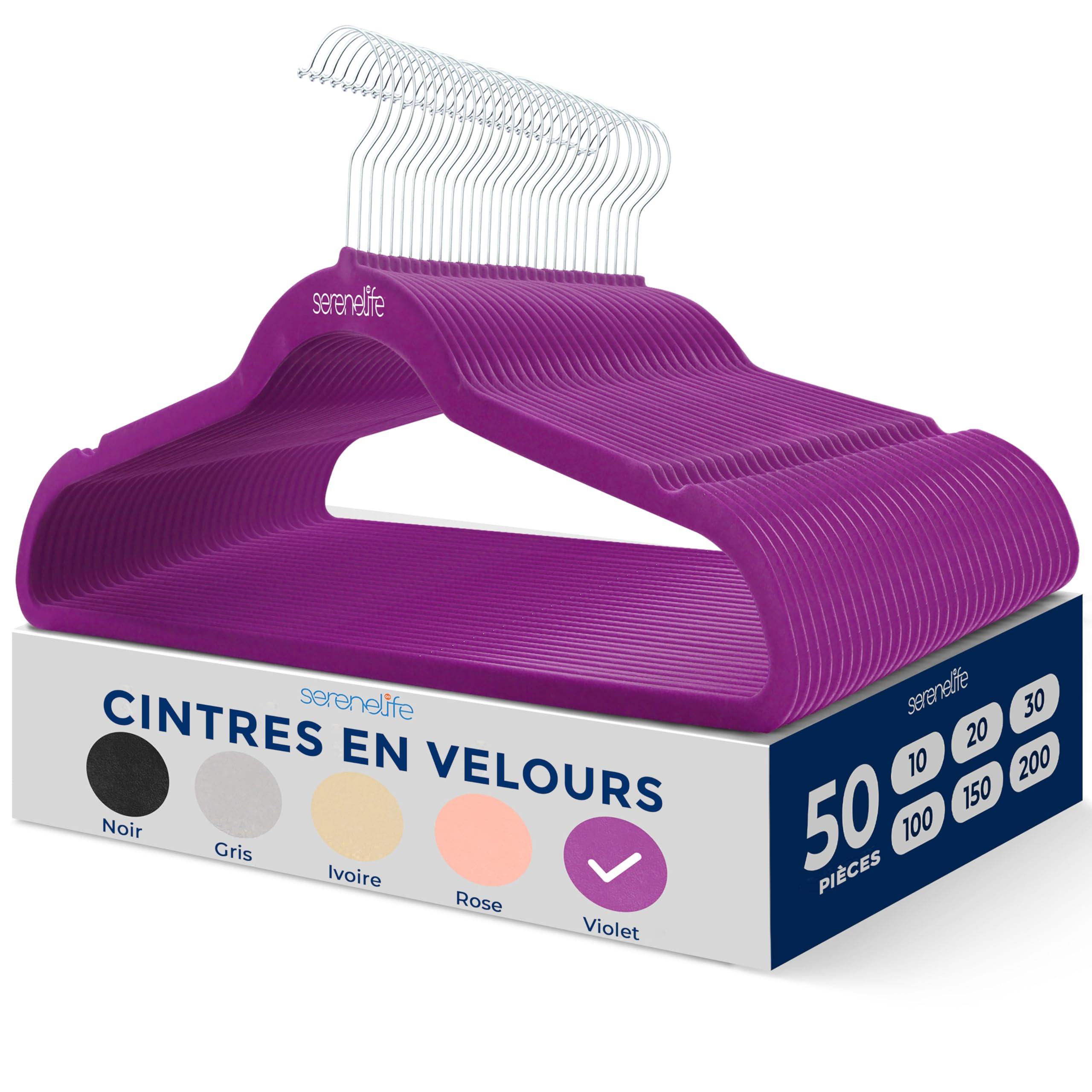 Cintres antidérapants SereneLife avec crochet pivotant 360° ultra robustes
