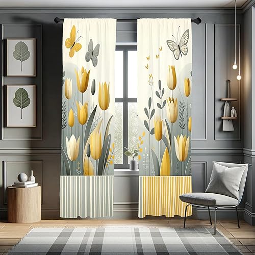 Miniatura 14 de Ambesonne Cortinas de ventana de lunares, círculos repetidos clásicos a la antigua, formas redondas, ilustración retro, juego de 2 paneles Rosa