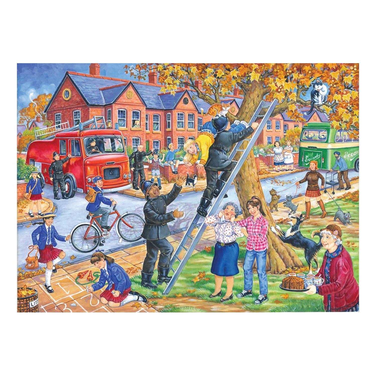 The House of Puzzles - Saving Miss Kitty Jigsaw - Big 250 Piece Jigsaws For Adults & Kids, Extra Large Pieces, Artist Illustrated, Scenic Landscape, Deluxe Puzzle Gifts