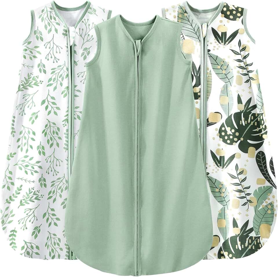 Yoofoss Yoofoss 嬰兒 睡袋 24-36 個月 Wearable 毯子 適用於 Babies 100% 有機 棉 2-Way Zipper TOG 0.5 幼兒 Sleeping Sack 3 包裝, 睡眠 Sacks