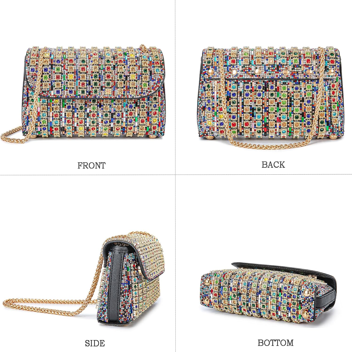 Women's Evening Handbags Rhinestone Purse Crystal Evening Clutch for Women Formal - Image 4