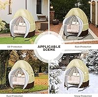 Vista 6 de Fundas para sillas de patio con cremallera, 91 x 80 pulgadas, funda extragrande para silla de huevo doble para muebles de exterior, funda resistente