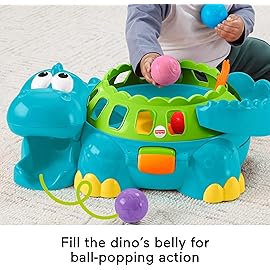 Fisher-Price Baby Crawling Toy, Poppity Pop Musical Dino Ball-Popper with Sounds for Infants Ages 6+ Months, Blue