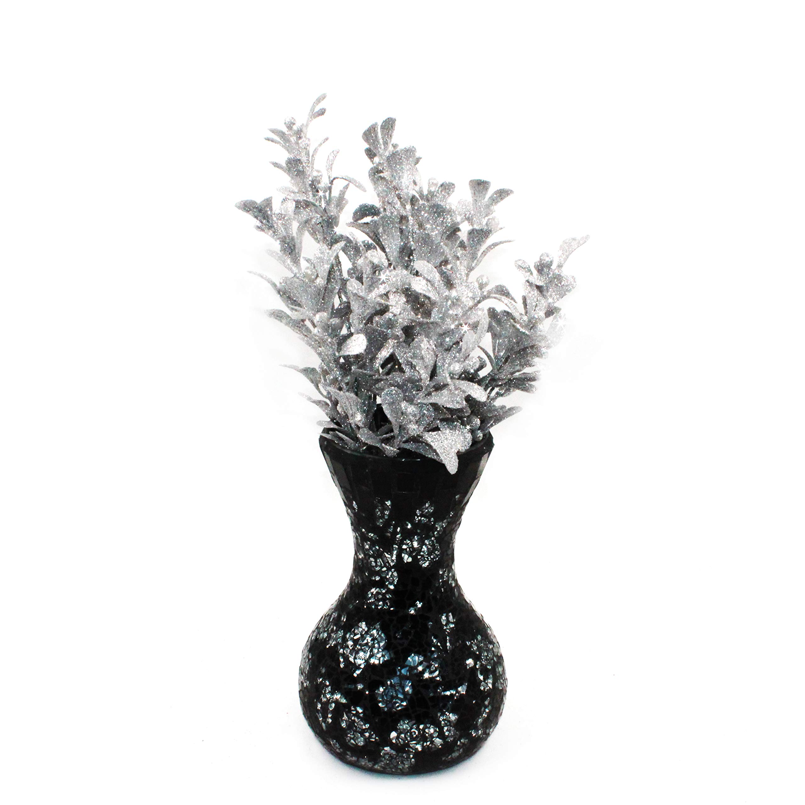 Jades Glitter Foliage (Leaf) Bunch - Set of 2(Silver)