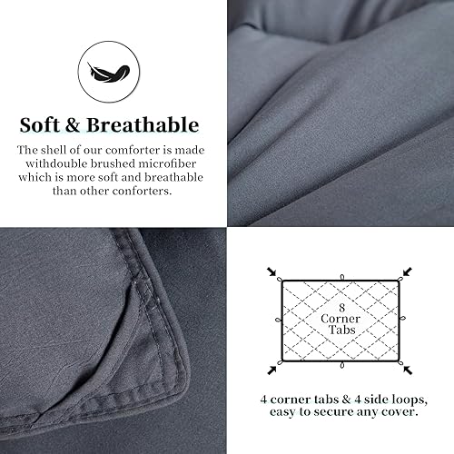 Miniatura 3 de GOHOME - Edredón de tamaño individual para todas las estaciones, mullido y suave con relleno alternativo de plumón, edredón de microfibra con 8