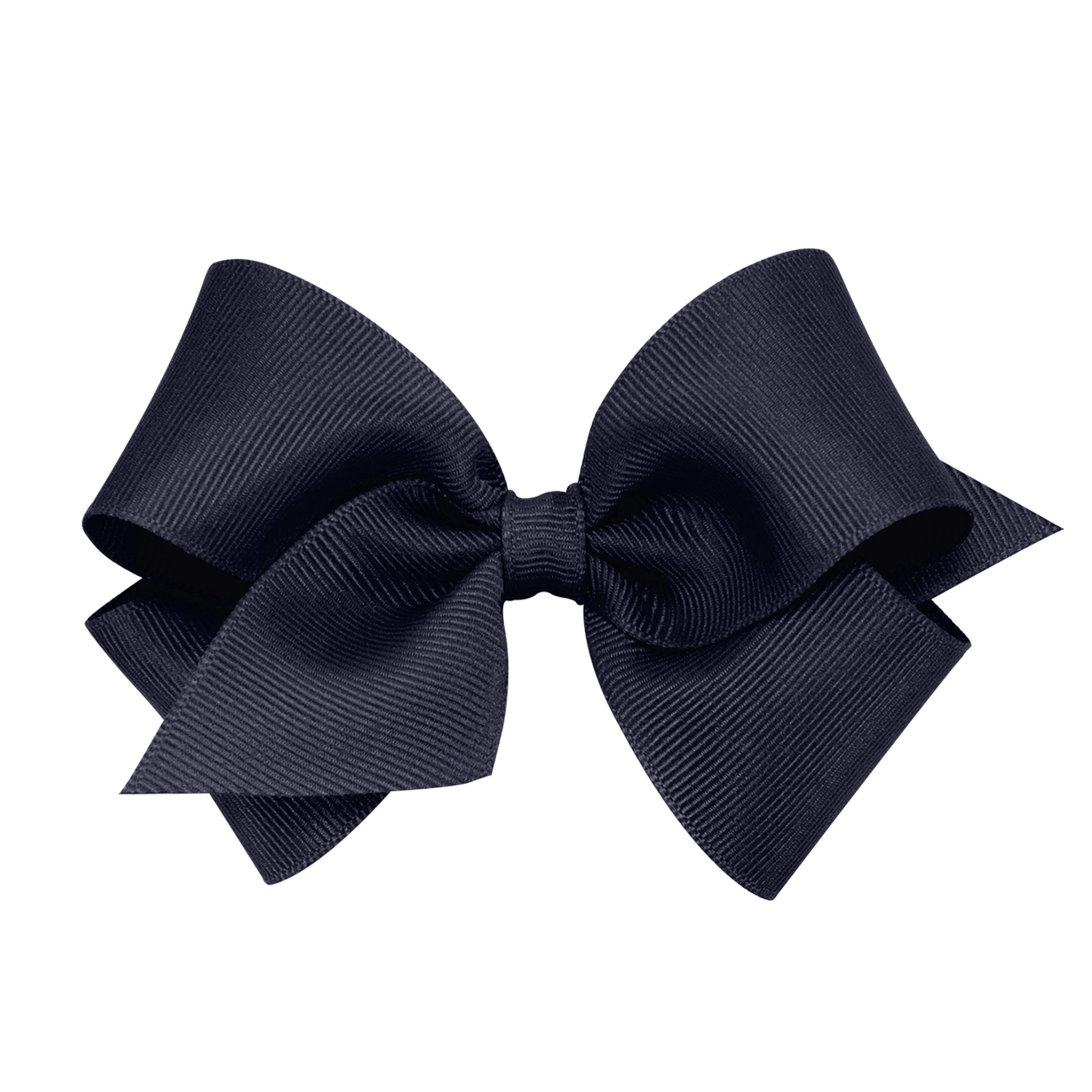 Wee Ones Girls' Plain Wrap Classic Grosgrain Hair Bows on a WeeStay No-Slip Hair Clip, Handmade, Small, Navy
