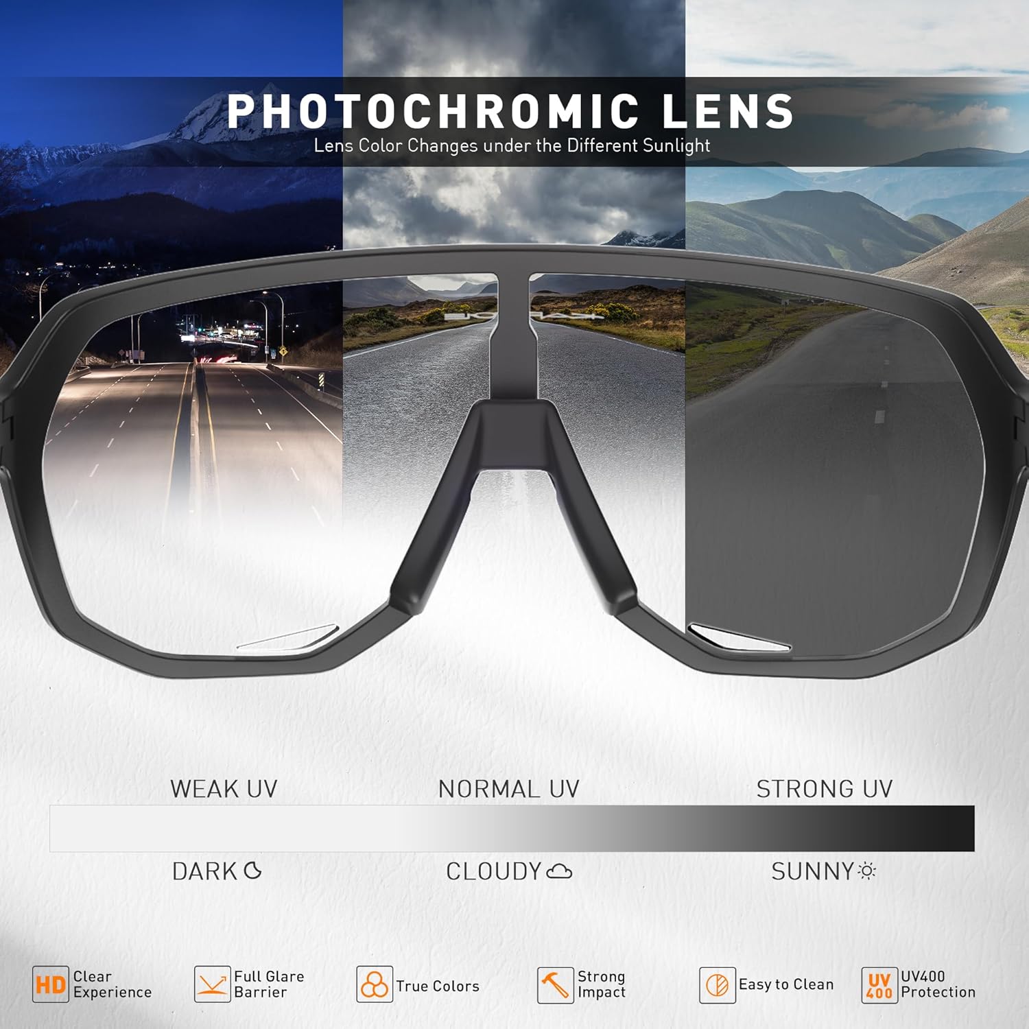 KAPVOE Photochromic Cycling Glasses for Men Women Mountain Bike Sunglasses Sports Goggles UV Protection K63 - Image 4