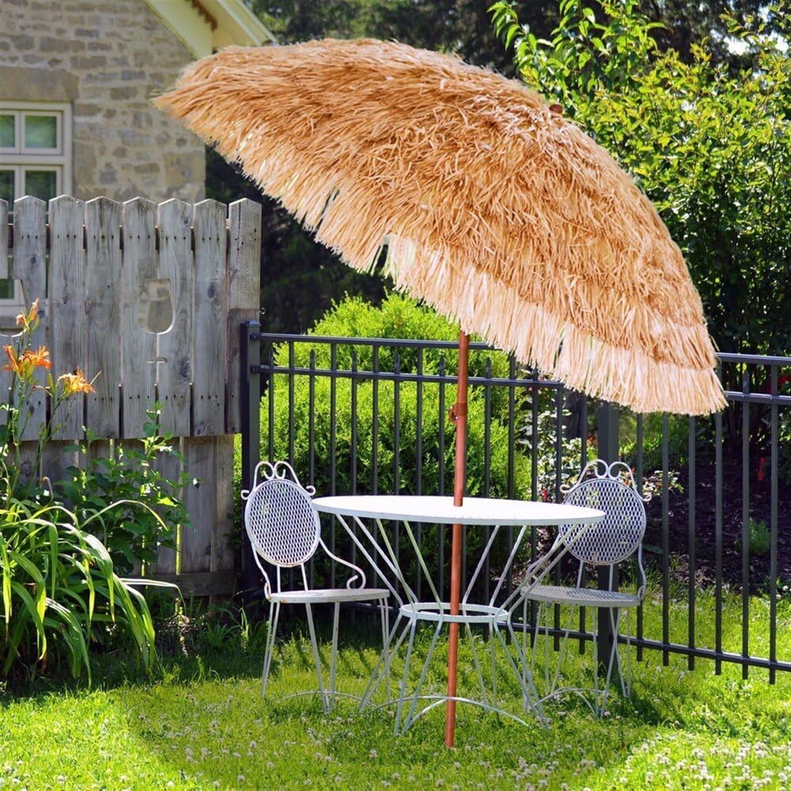 XYNSNDB Parasol Parasol ogrodowy Parasol rynkowy 6,5 ft Parasole tarasowe ół zewnętrzny Targowy baldachim do parasola do ogrodu Sztuczna słoma Parasol zewnętrzny Parasol plażowy Parasol ogrodowy
