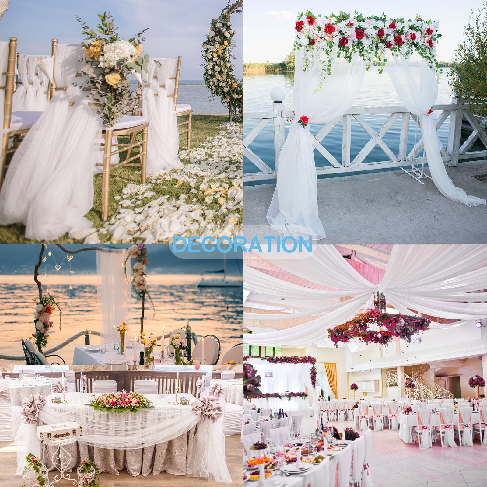 63 inch×10 Yards Tulle Fabric Bolts Spool, Polyester Netting White Tulle Rolls for Birthday Party Backdrop Wedding Decor Baby Shower DIY Sewing Crafts & Gift Wrapping - 4