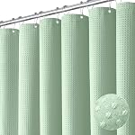Dynamene Sage Green Shower Curtain - Waffle Textured Heavy Duty Thick Fabric Shower Curtains for Bathroom, 256GSM Luxury Weighted Polyester Cloth Bath Curtain Set with 12 Plastic Hooks,72Wx72H,Green
