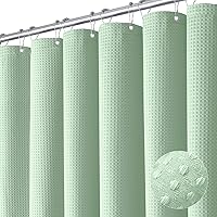 Vista 50 de Dynamene Cortina de Ducha Larga de Tela Blanca - Cortinas de Ducha de Tela de Nido de Abeja Texturizadas y Resistente para Baño, 256GSM Juego Grande