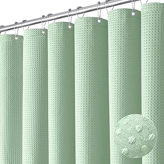 Dynamene Mint Green Fabric Shower Curtain - Waffle Weave Textured Heavy ...