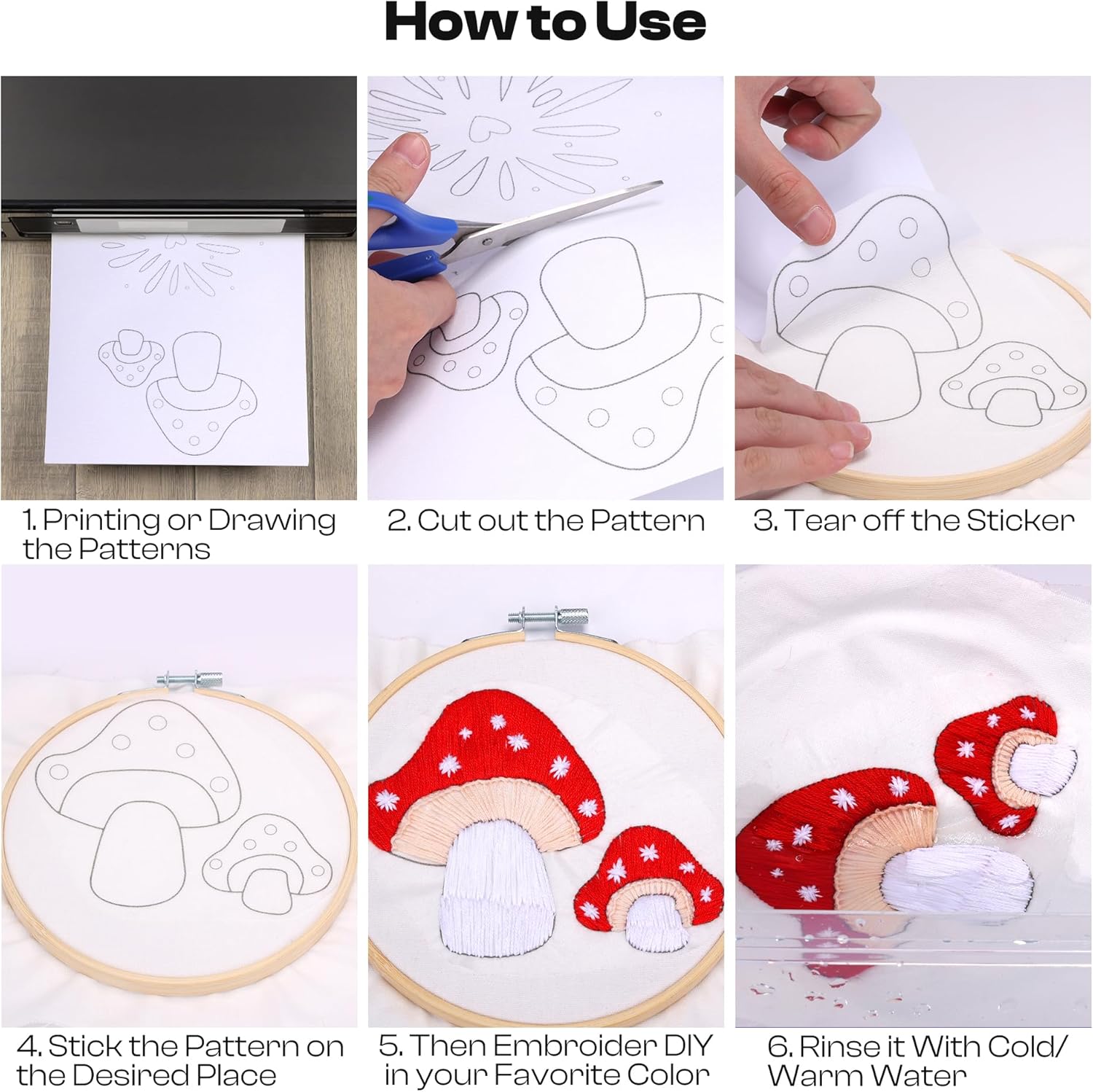 Caydo 15Pcs Water Soluble Embroidery Stablizer, 8.5"x11" Printable Paper Stablizer Adhesive Wash Away Sewing Stablizer for Hand and Machine Embroidery - Image 4