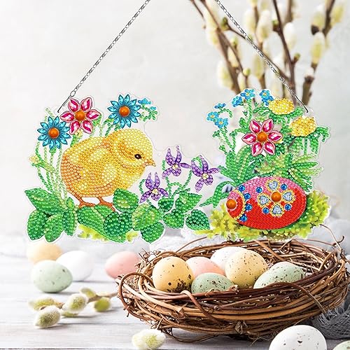 Miniatura 7 de glueckind Kit de arte de diamantes de Pascua, kit de perforación de diamantes de bricolaje, decoraciones de Pascua, decoraciones colgantes de Pascua