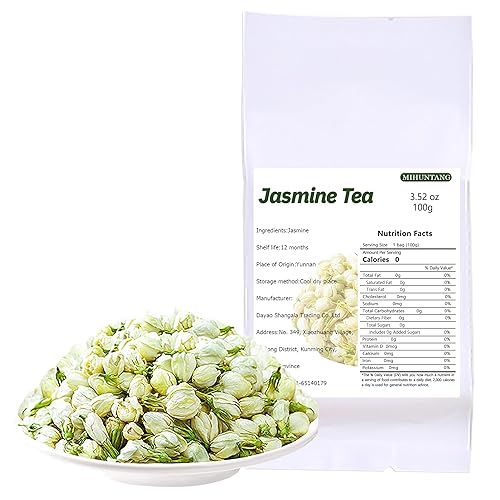 Miniatura 1 de Té de flores de jazmín de 3.52 onzas secas de jazmín de primera calidad, té de jazmín, té de hojas sueltas de hierbas, 3.53 oz