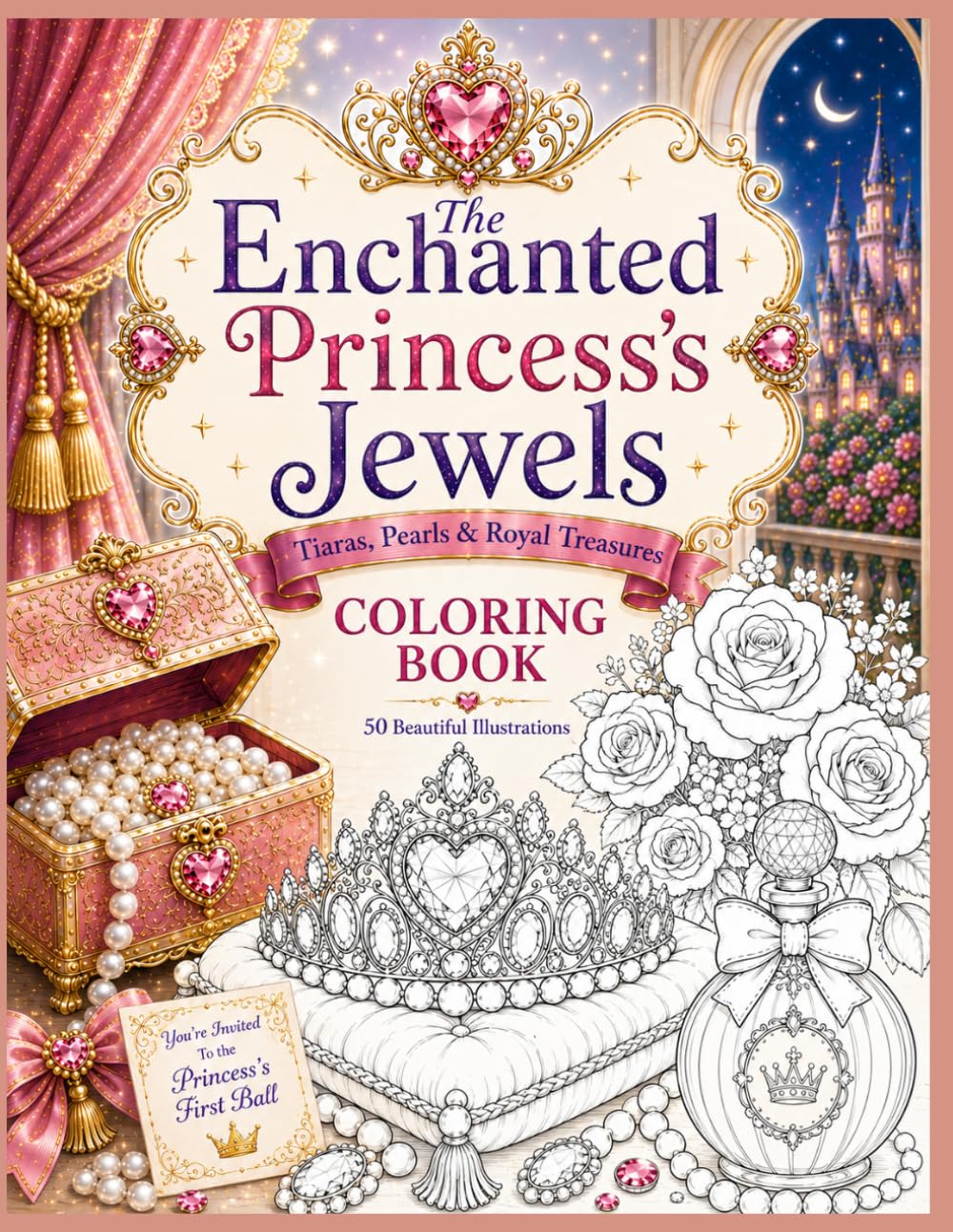 The Enchanted Princess's Jewels: A Princess Coloring Book for Girls Who Love Tiaras, Jewelry and Magical Dreams