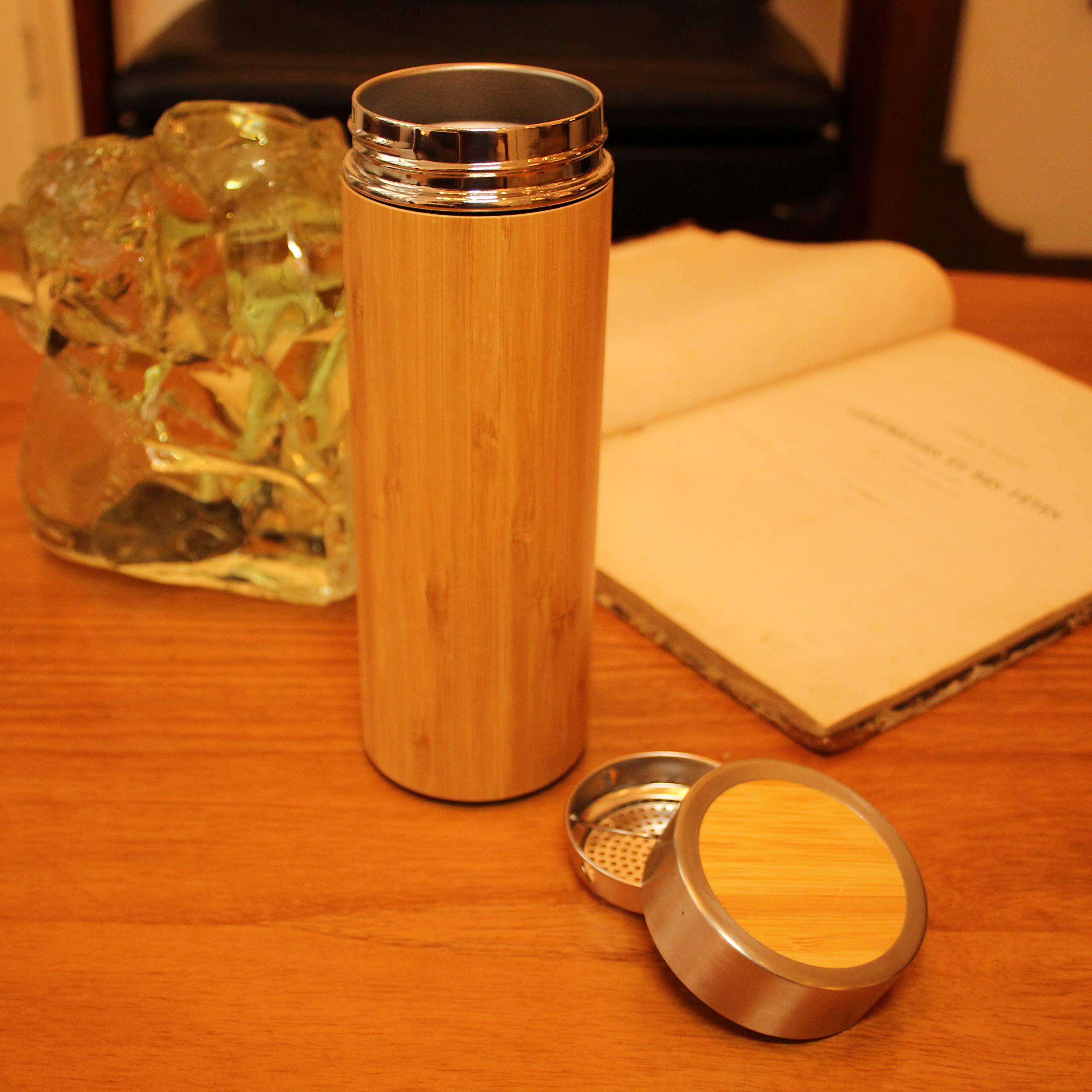 Bambus-Thermoskanne mit Sieb, Tee, Kaffee, Saft, vakuumisolierter  Reiseflasche. Edelstahl- und Holzbeschichtung, BPA-frei : Amazon.de: Kche,  Haushalt & Wohnen