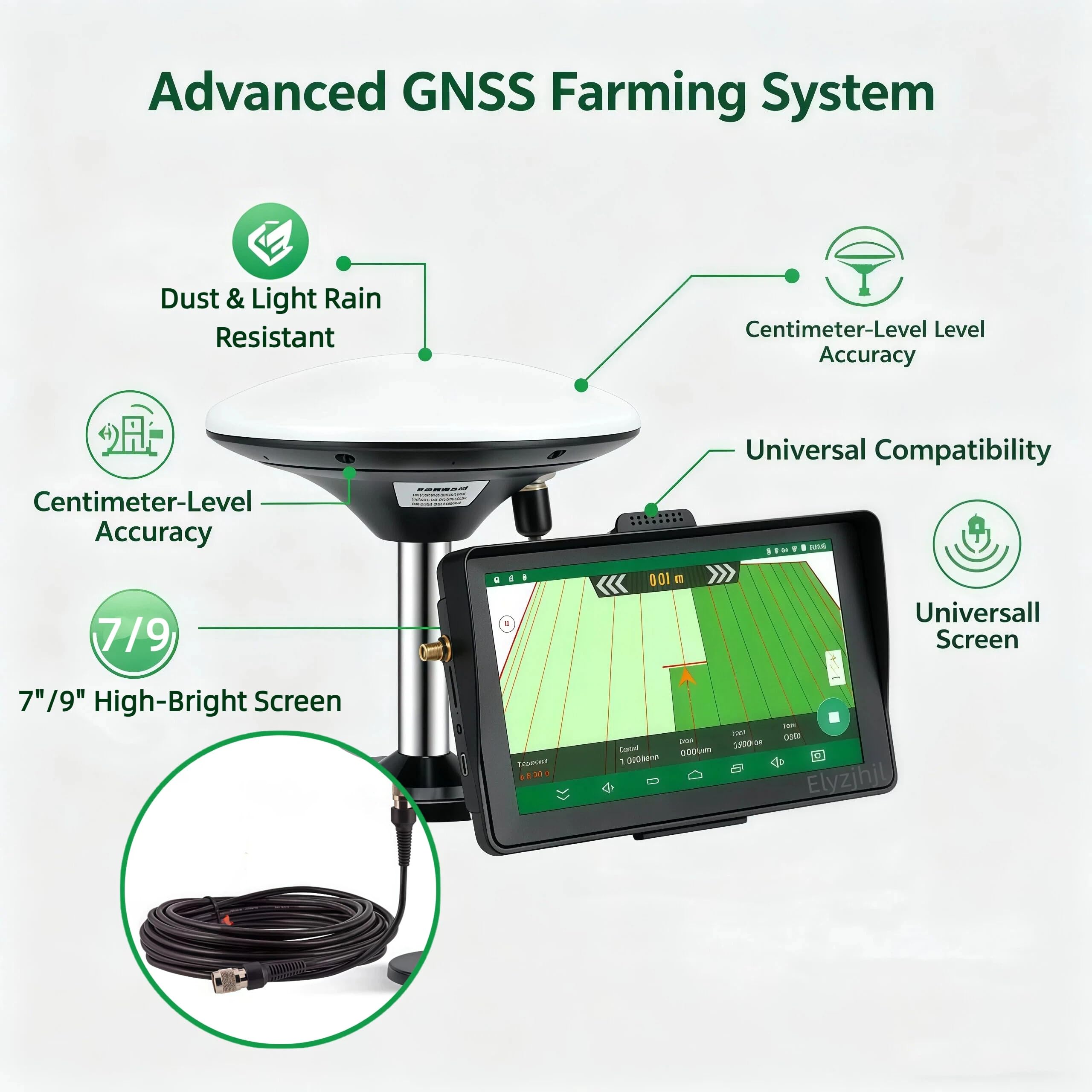 Système de guidage agricole GPS pour tracteur, antenne GNSS de haute précision pour l'agriculture, le labour, les semis et le désherbage, forte anti-interférences