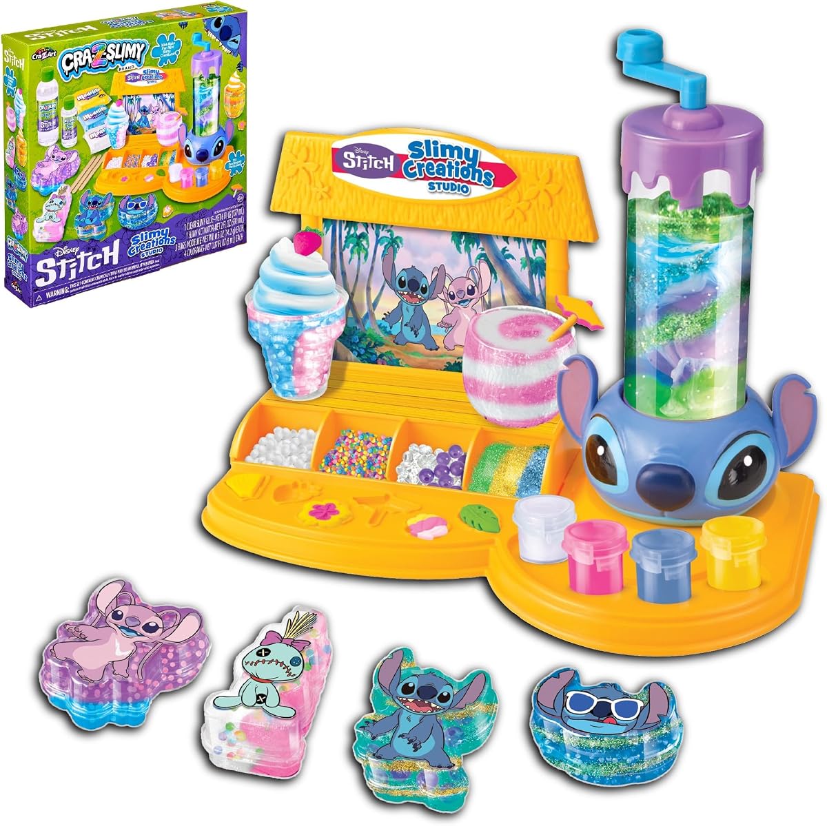 Disney Stitch Slimy Creations Studio, kit para hacer limo DIY con coloridas mezclas de confeti para edades de 6 años en adelante