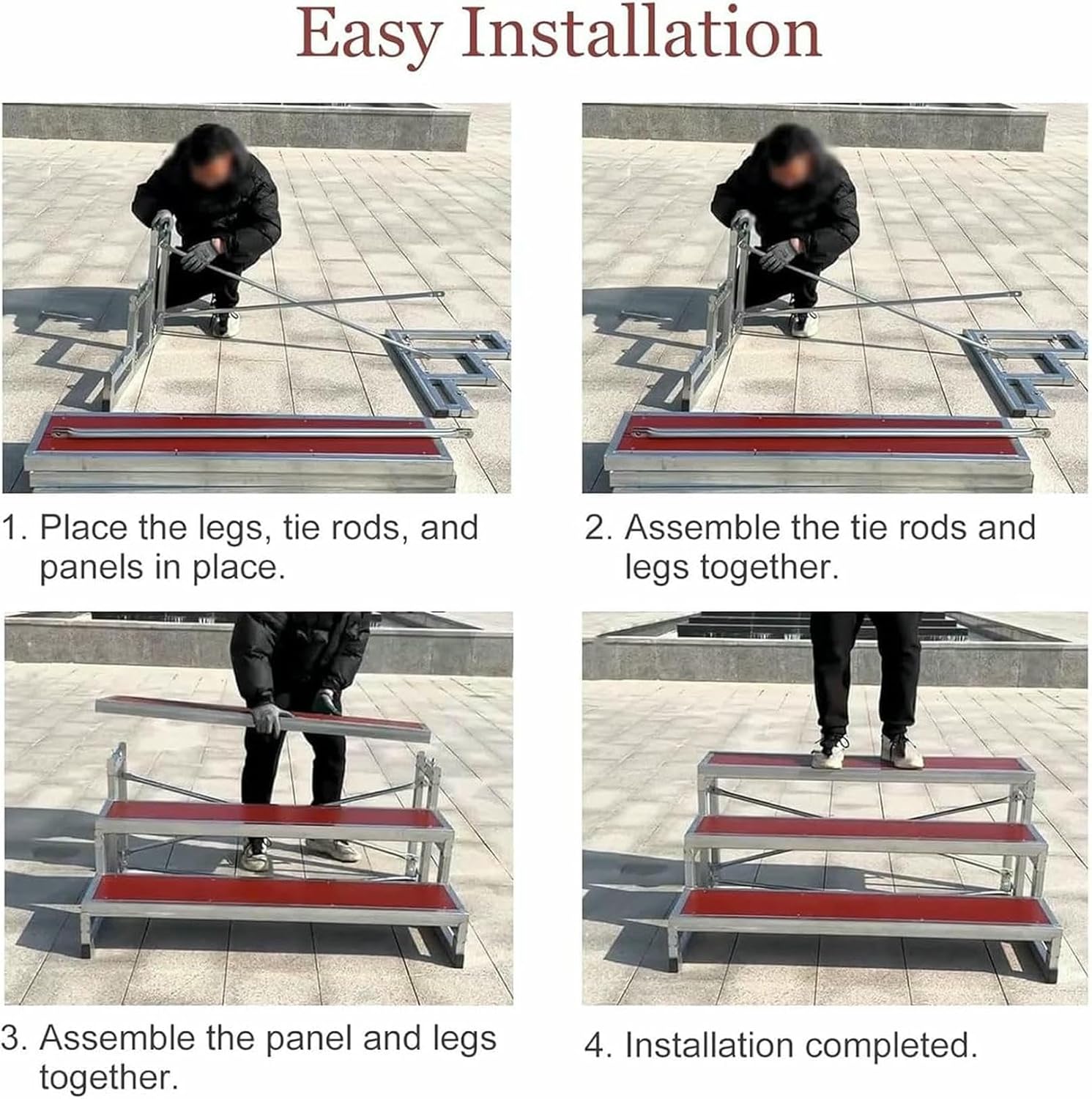 Choral Risers Choir Stairs Riser Platform Stage Anti Slip Singing Steps School Church Theater Concert,Red Non-Slip Choir Risers - Durable Stage Steps for Schools & Churches, Commercial Perfo
