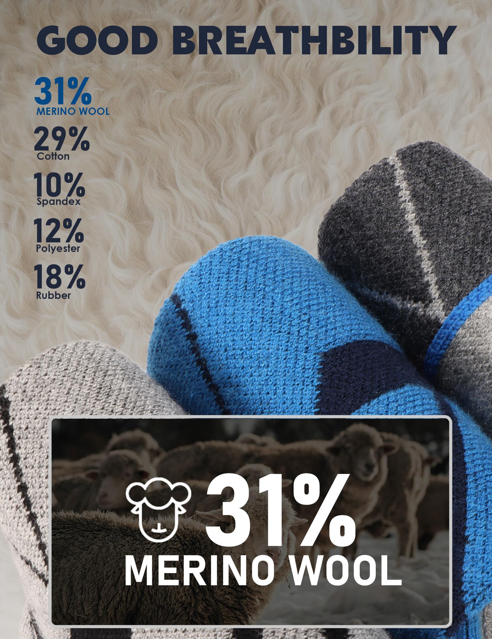 Supertrip 3 pares de calcetines de esquí de lana merino para mujeres y hombres, calcetines térmicos de invierno cálidos hasta la rodilla para esquí, snowboard