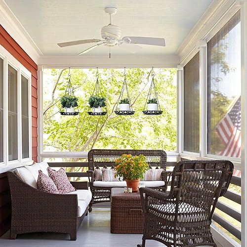 Miniatura 6 de Enhon Paquete de 6 macetas colgantes de metal, colgador de plantas de 12 pulgadas para interiores y exteriores, elegante estante decorativo negro